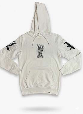 Left Point White Angel Skimask Rhinestone Graphics Hoodie